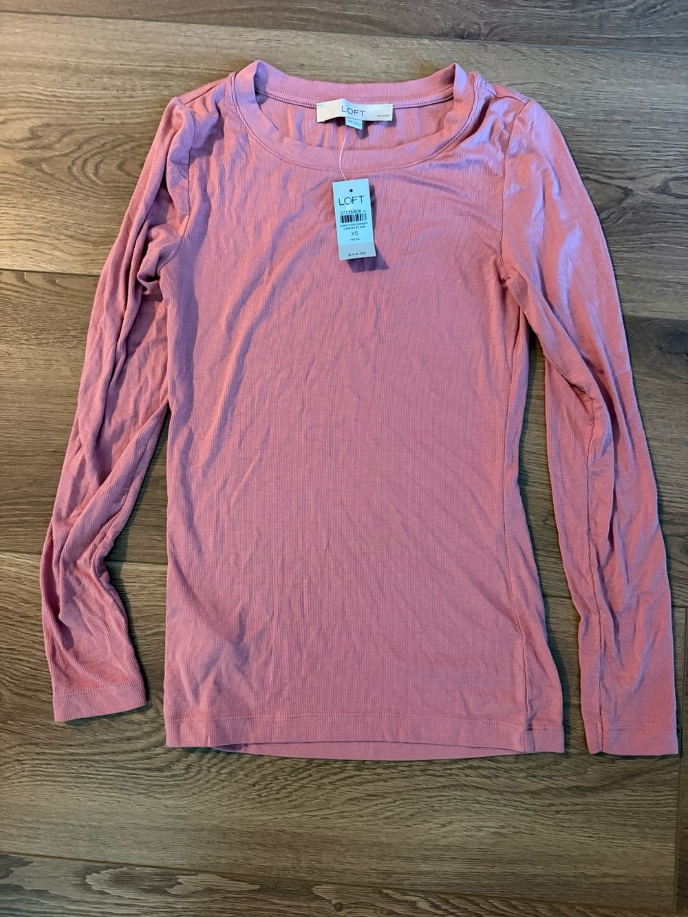 LOFT Lightweight Long-Sleeve Crewneck Top in Soft Rose Pink